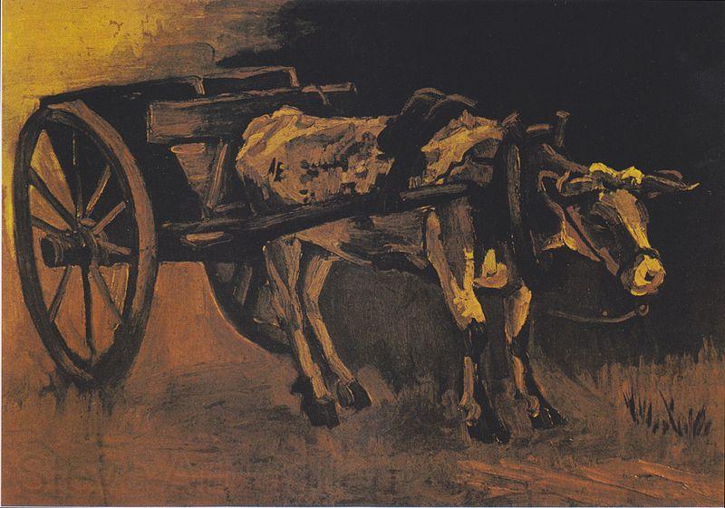 Vincent Van Gogh Cart with reddish-brown ox